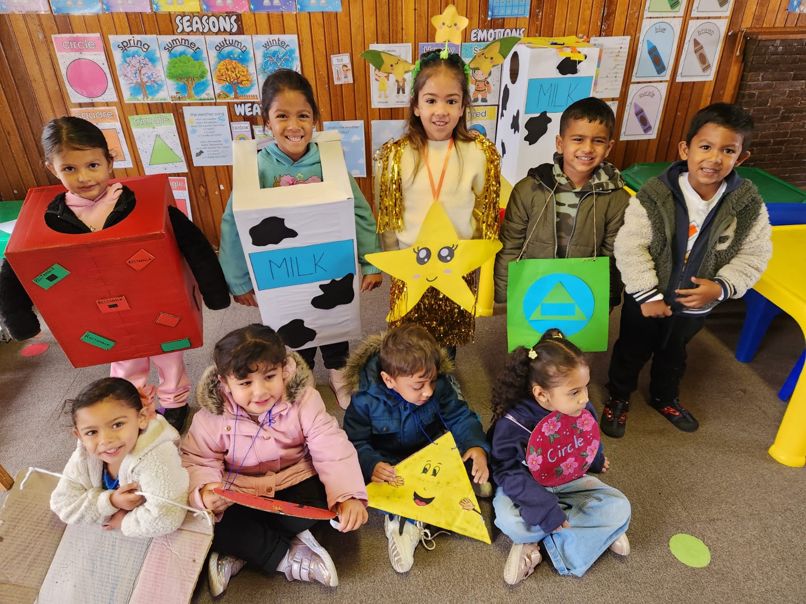 Students expressing happiness and unity